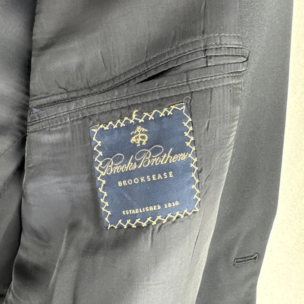 VTG Brooks Brothers Brooksease Blazer Suit Jacket Dark Gray Union Made 50R Wool